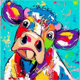 Diamond Painting gekleurde koe herboren