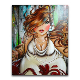Diamond Painting Roodharige vrouw met halsketting