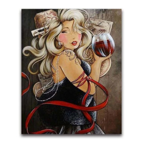 Diamond Painting Vrouw met een glas wijn