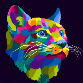 Diamond Painting Feline Pop Art Kaleidoscoop Kleuren