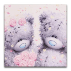 Diamond Painting teddybeer roze bloemen