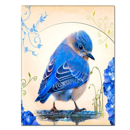 Diamond Painting Blauw Kuiken 5D