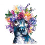 Diamond Painting Pitbull Met Bloemen