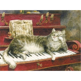 Diamond Painting Piano met de kat