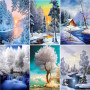 Diamond Painting Winterlandschap Blauwe hemel