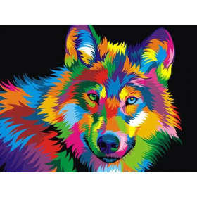 Diamond Painting Kleurrijke Wolf