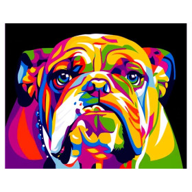 Diamond Painting Kleurrijke Bulldog Hond