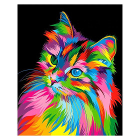 Diamond Painting Elektrische Multicolor Pop Art Kat