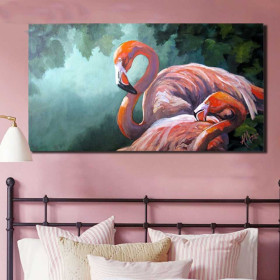 Diamond Painting Roze Flamingo's