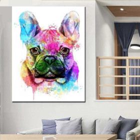 Diamond Painting Kleurrijke Bulldog Hond