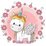 Diamond Painting Unicorn Baby 2 Roze Bloemen