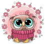 Diamond Painting Baby Owl 2 Roze Bloemen