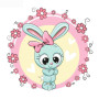 Diamond Painting Baby Rabbit Roze bloemen