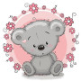 Diamond Painting Baby Bear 3 Rozen Bloemen