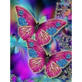 Diamond Painting Bloemen en vlinder 3D B kleur
