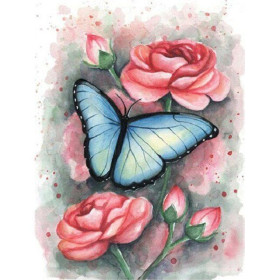 Diamond Painting Bloemen en vlinder Kleur 3D G