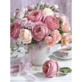 Diamant borduren - mooie roze bloemen