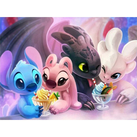 Disney Snack Diamond Borduurmotief - Stitch, Engel en Metgezellen