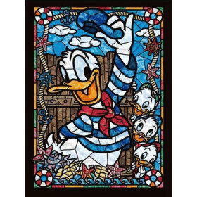 Diamond Painting Donald en Neefjes - Gebrandschilderd Glas Disney Schalks Uitgelaten