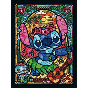 Diamond Painting Stitch Hawaïaans glas-in-lood - De lachende alien Lilo & Stitch